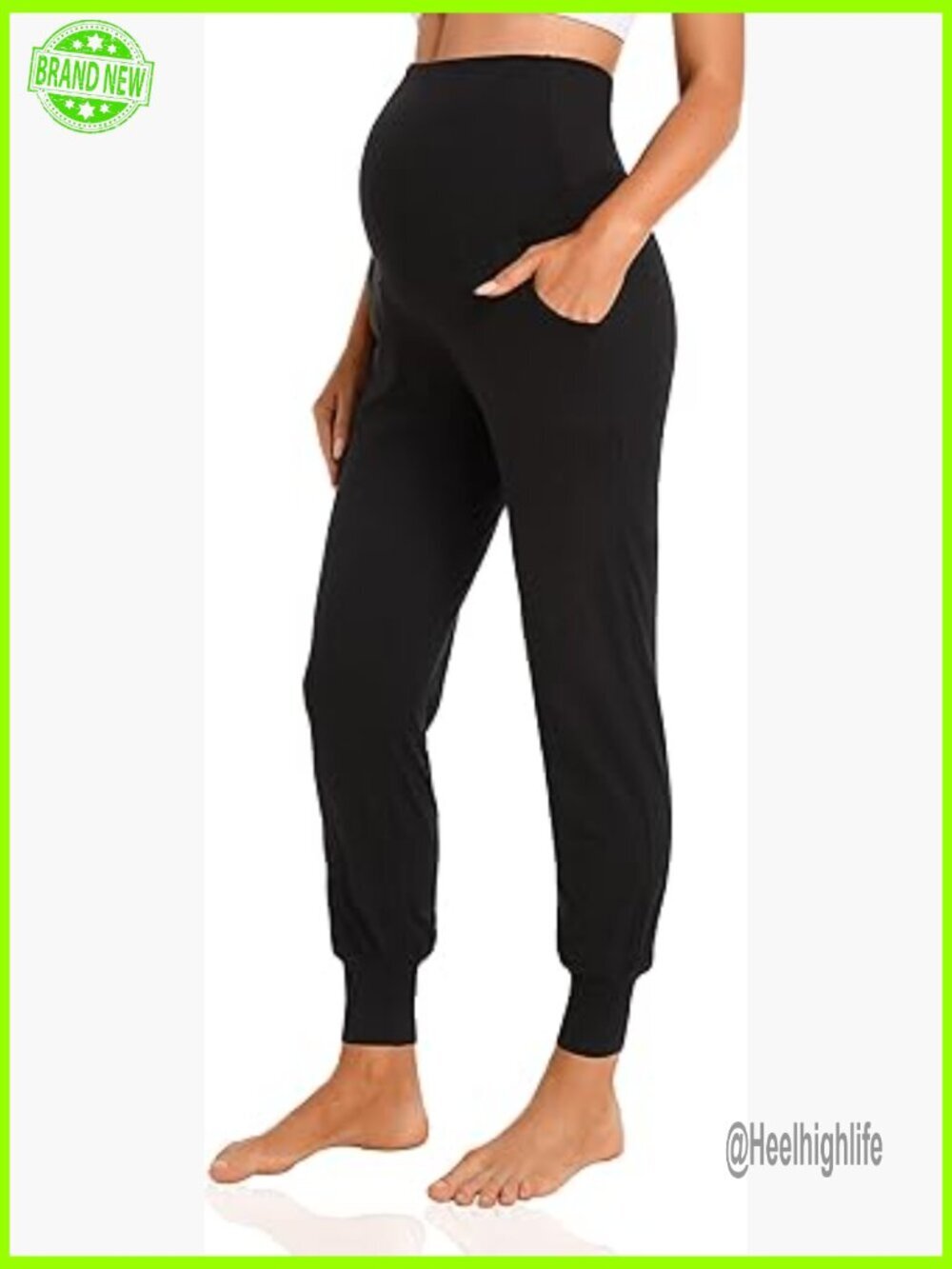 Maternity Joggers Over Bump High Rise Stretchy Activewear Sweatpants